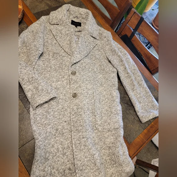 Banana Republic Knit Cocoon Wool Blend Oversized 2 Button Front Coat SZ M Gray - Picture 5 of 12